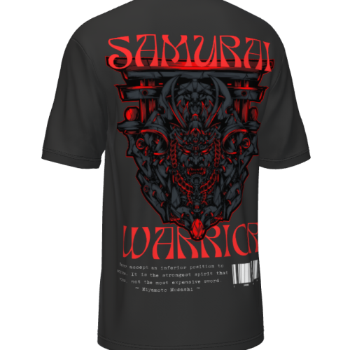 Samurai Warrior Oversized T Shirt - Black